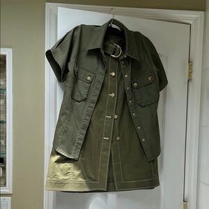 Zimmermann military green color two piece Jacket with midi skirt.